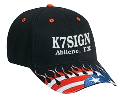 Callsign Cap with US Flag Flames Callsign Cap with US Flag Flames